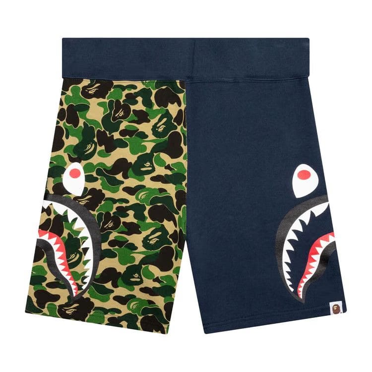 BAPE ABC Camo Side Shark Sweatshorts Green/Navy