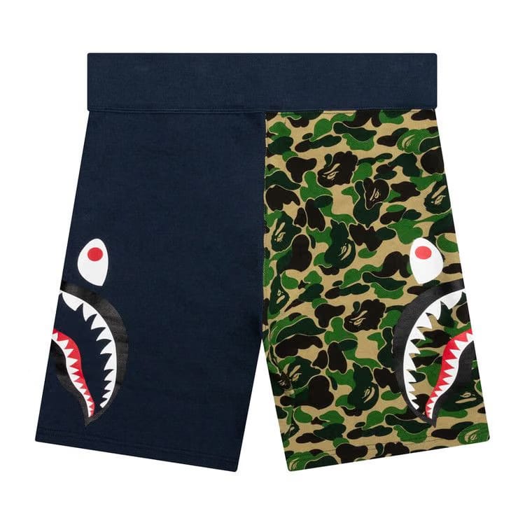 BAPE ABC Camo Side Shark Sweatshorts Green/Navy