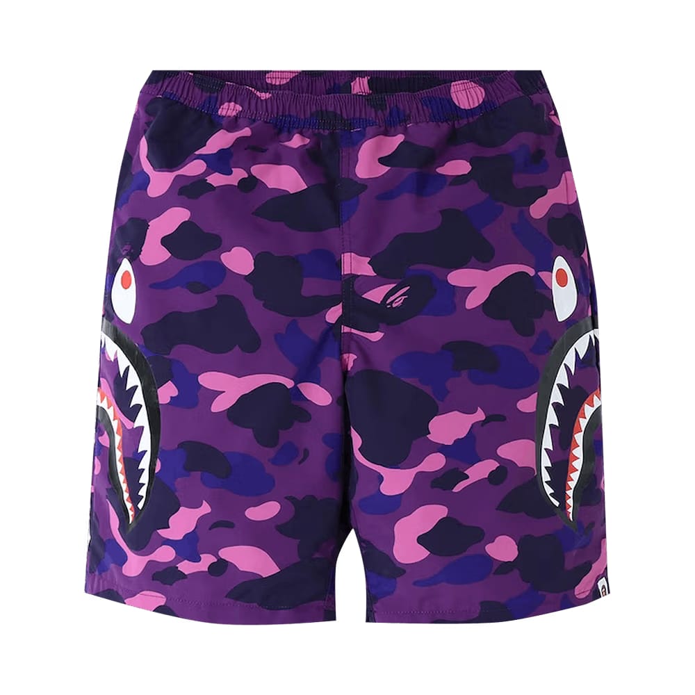 BAPE Color Camo Side Shark Beach Shorts Purple