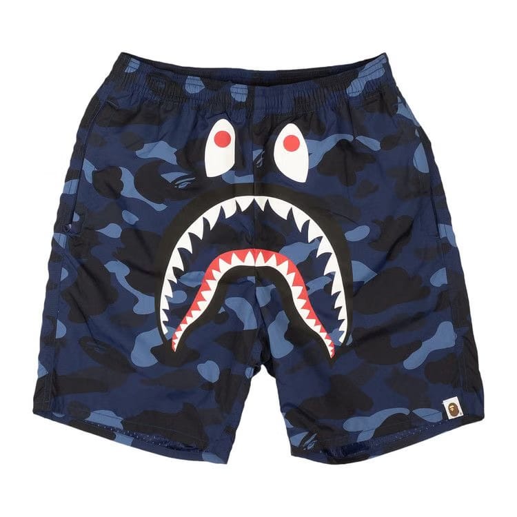 BAPE Camo Shark Beach Shorts Navy