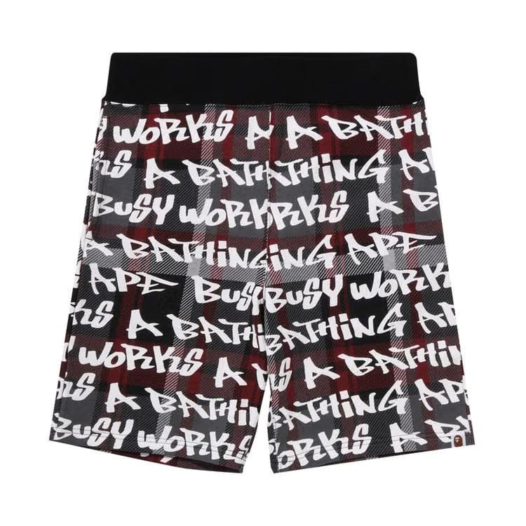 BAPE Graffiti Check Shorts Black/Red