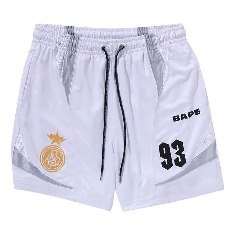 BAPE Multi Logo Relaxed Fit Soccer Shorts White