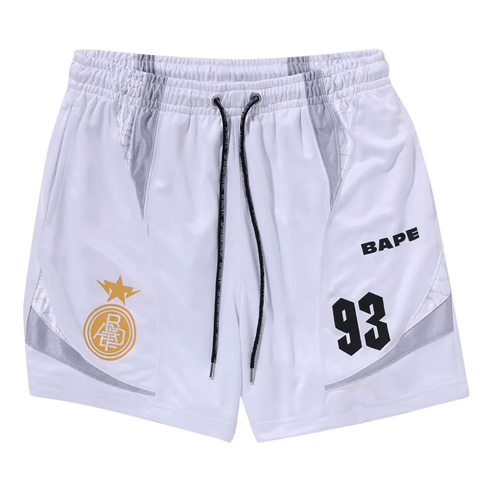 BAPE Multi Logo Relaxed Fit Soccer Shorts White