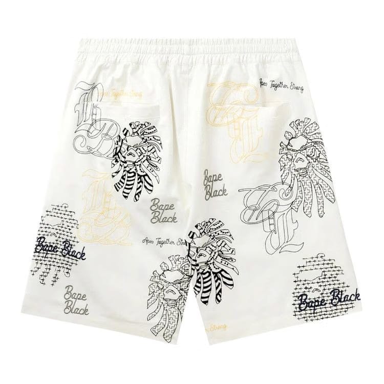 BAPE Black Bape Graphic Stitch Shorts White