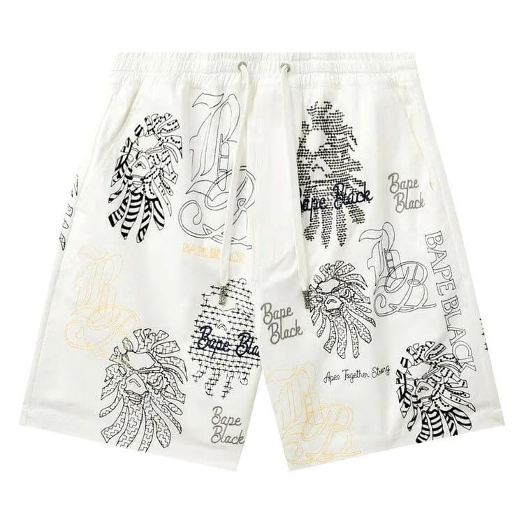 BAPE Black Bape Graphic Stitch Shorts White