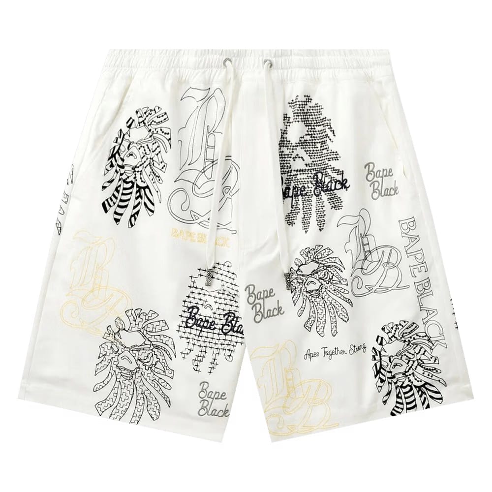 BAPE Black Bape Graphic Stitch Shorts White