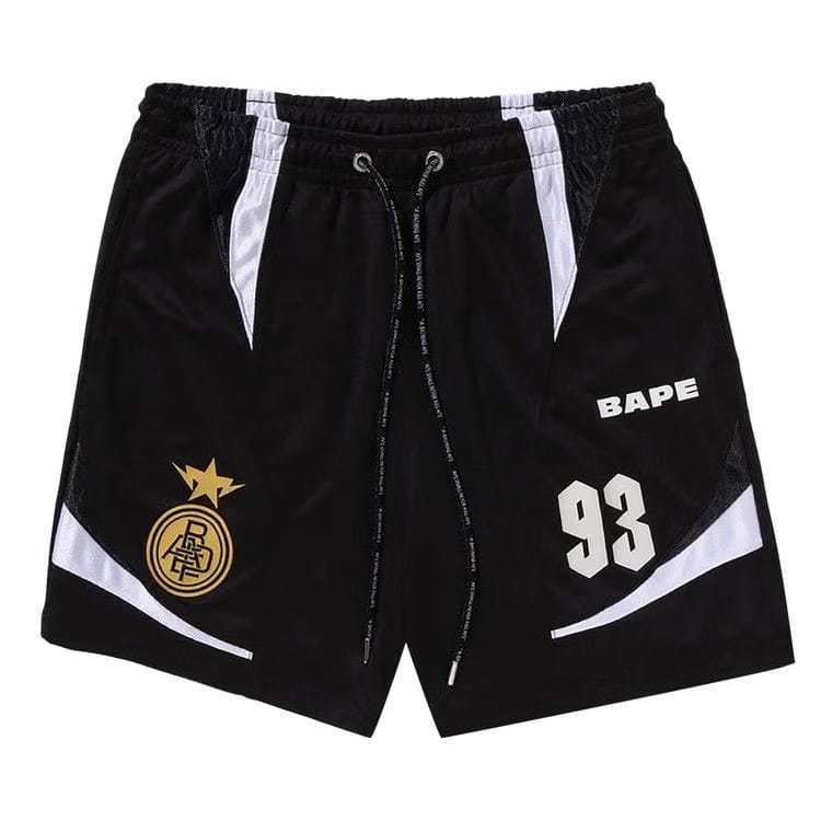 BAPE Multi Logo Relaxed Fit Soccer Shorts Black