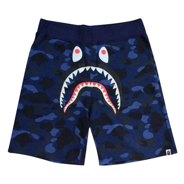BAPE Camo Shark Sweat Shorts Navy