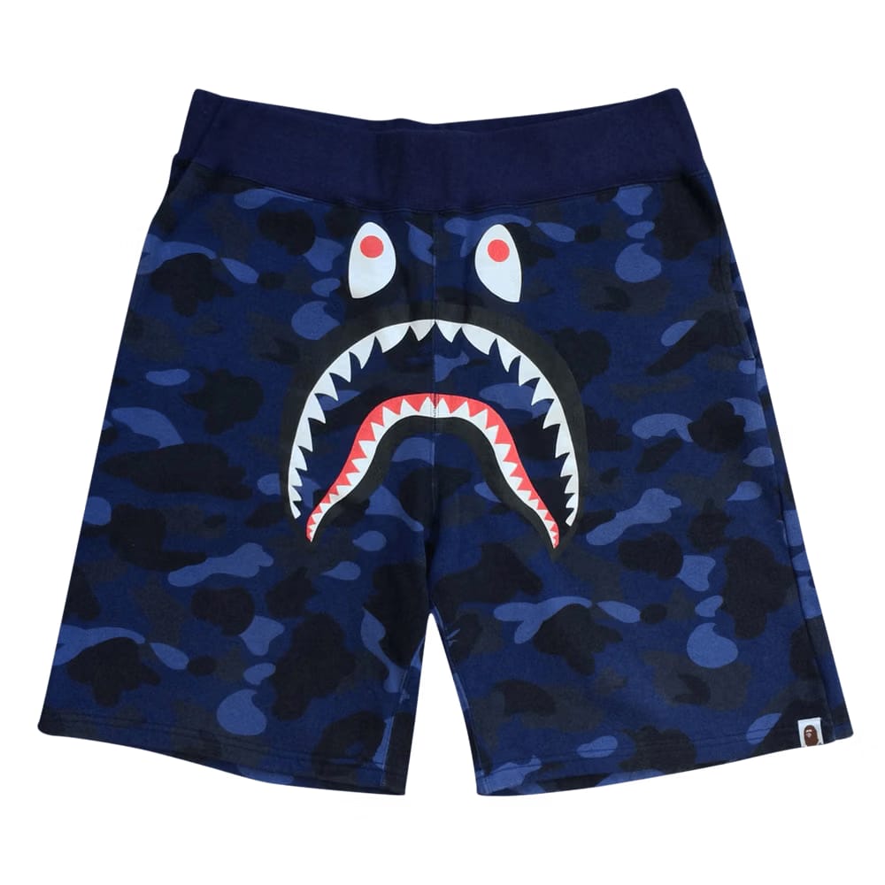 BAPE Camo Shark Sweat Shorts Navy