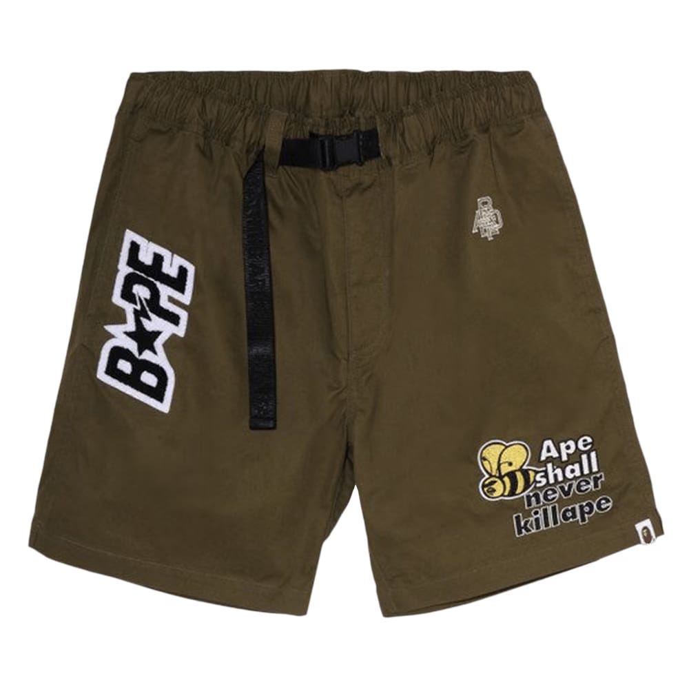BAPE Patchwork Eazy Shorts Olive Drab