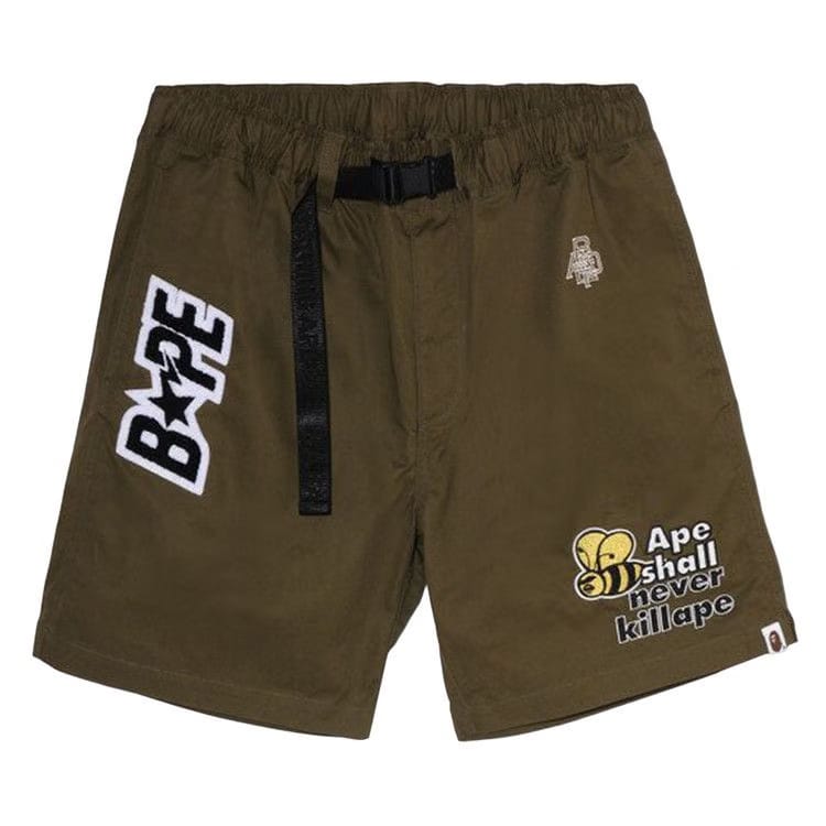 BAPE Patchwork Eazy Shorts Olive Drab
