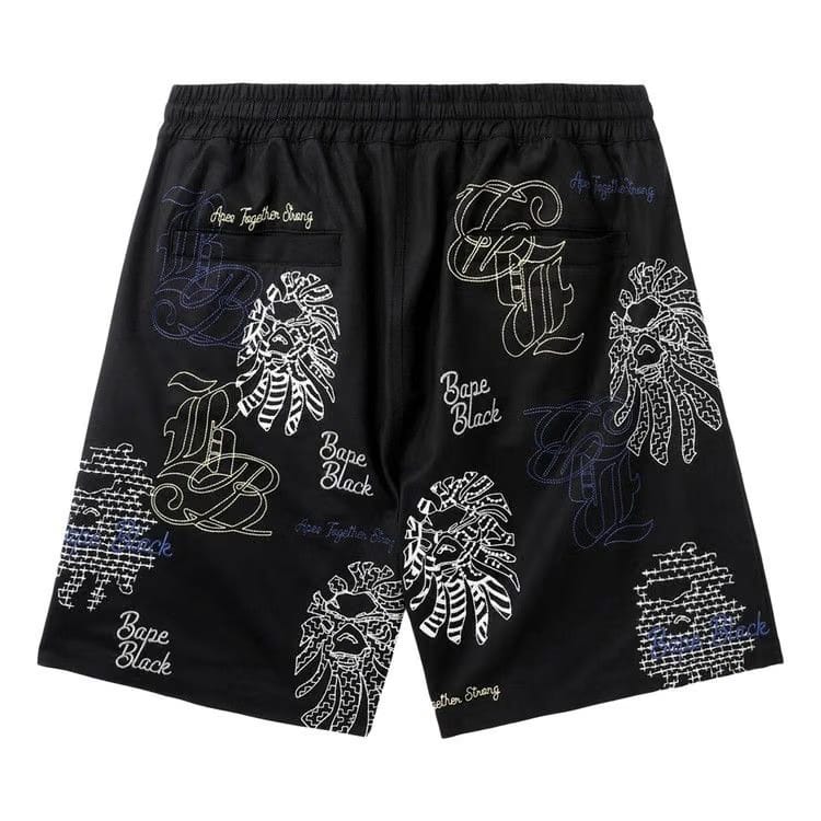 BAPE Black Bape Graphic Stitch Shorts Black
