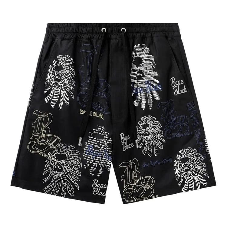 BAPE Black Bape Graphic Stitch Shorts Black