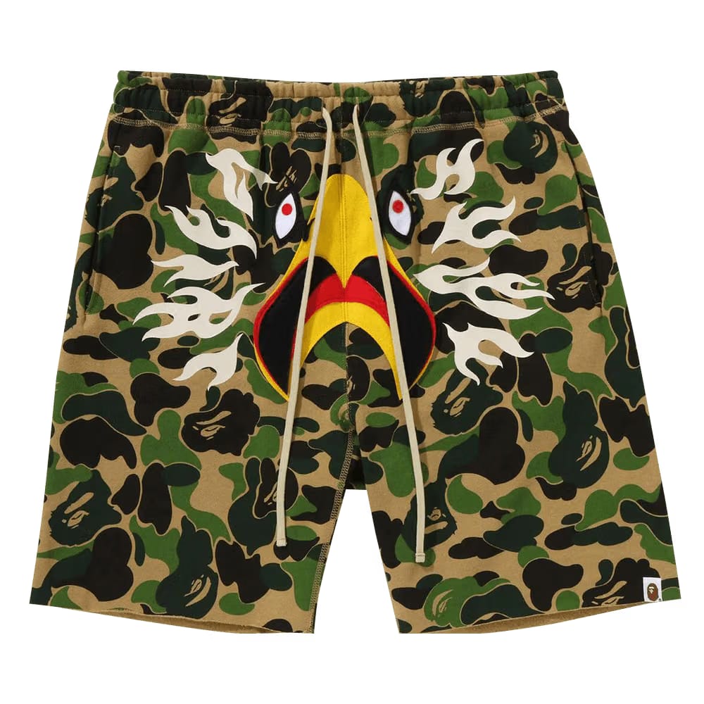 BAPE x Readymade ABC Camo Eagle Wide Sweat Shorts Green