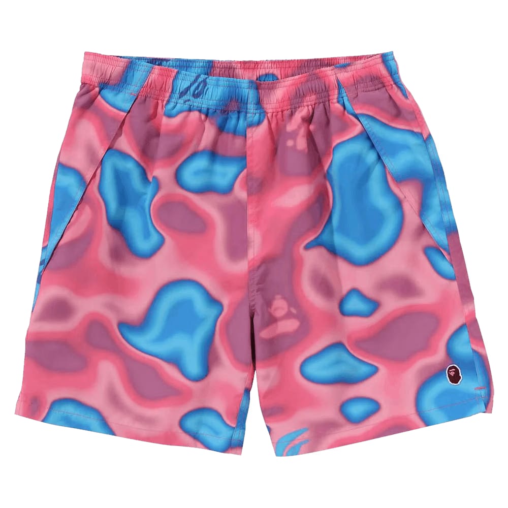 BAPE Liquid Camo One Point Beach Shorts Pink
