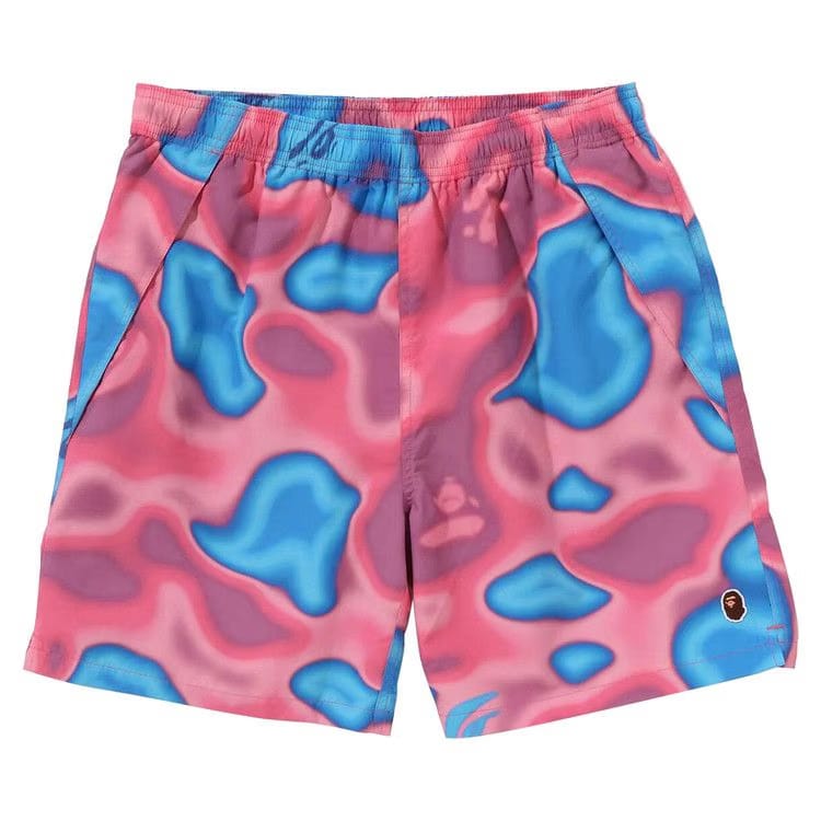 BAPE Liquid Camo One Point Beach Shorts Pink
