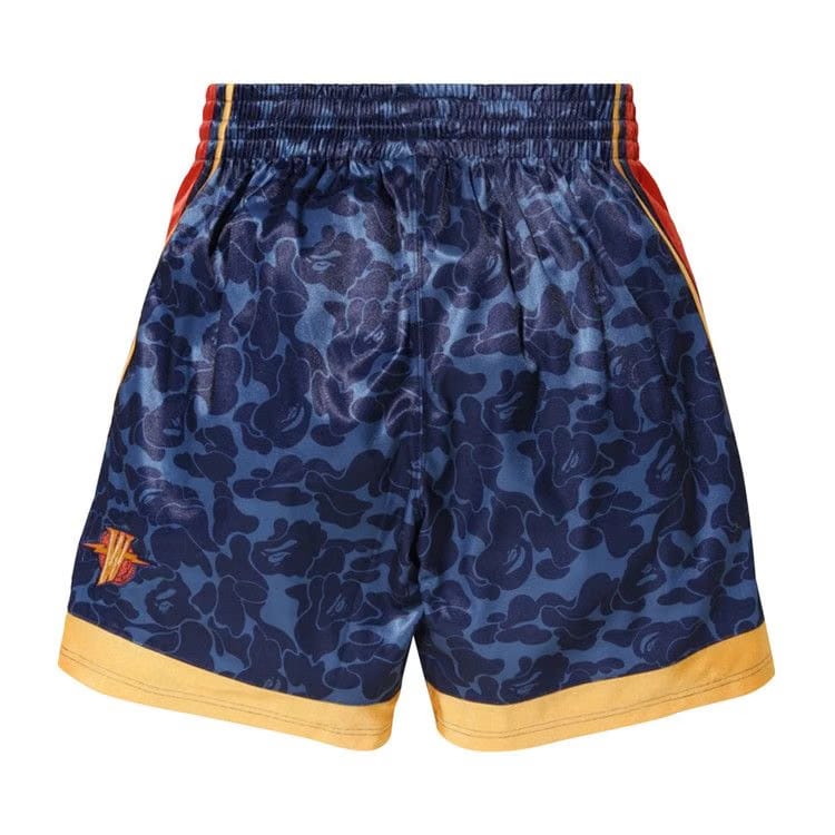 BAPE x Mitchell & Ness Warriors ABC Basketball Authentic Shorts Navy