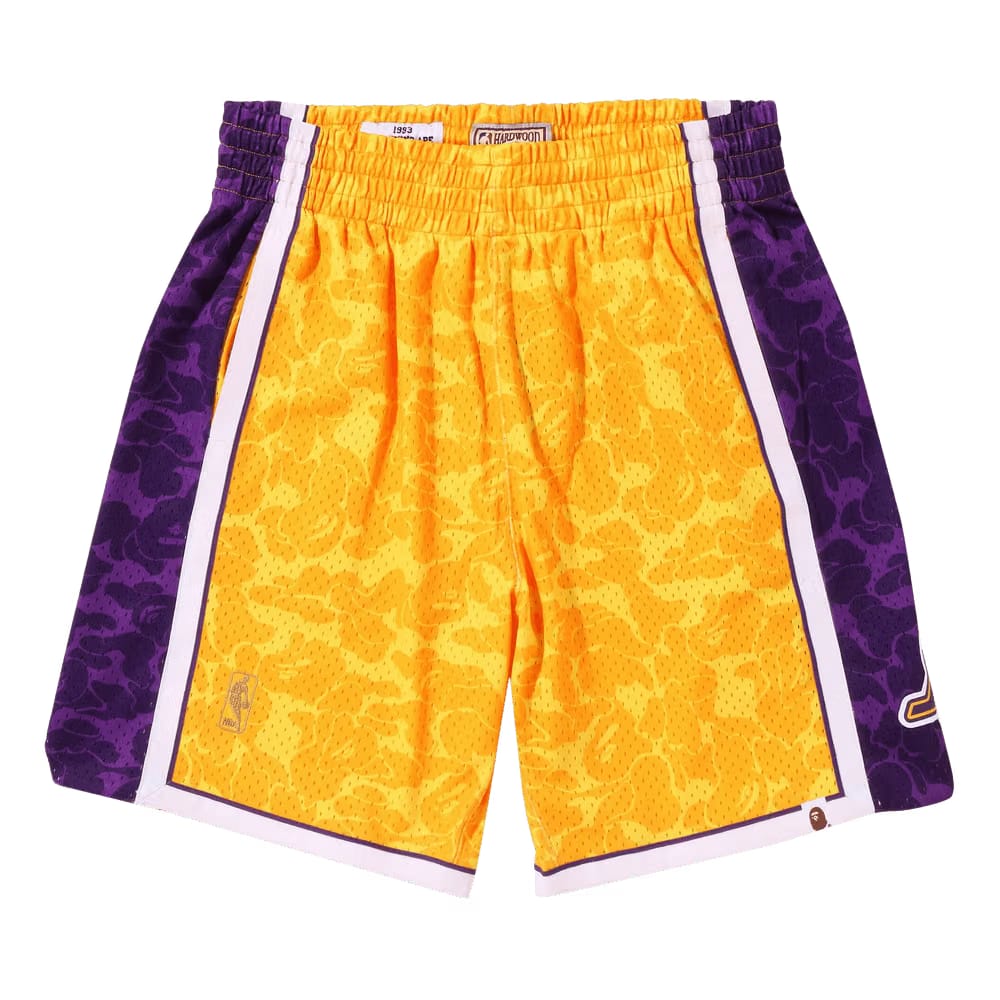 BAPE x Mitchell & Ness Los Angeles Lakers Shorts Yellow