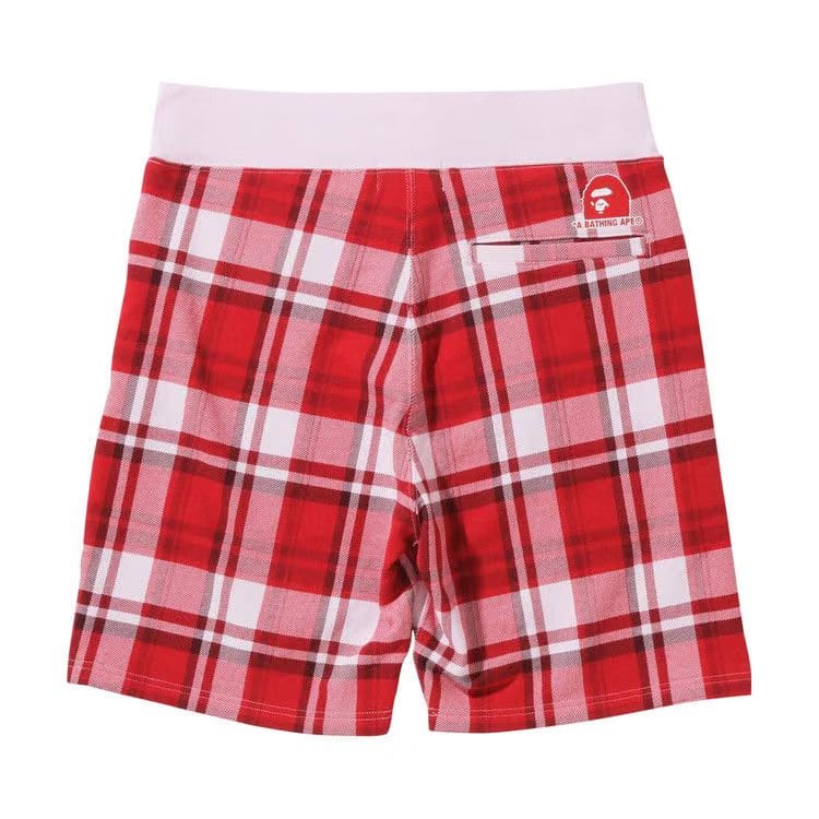 BAPE Check Gift Sweatshorts Red