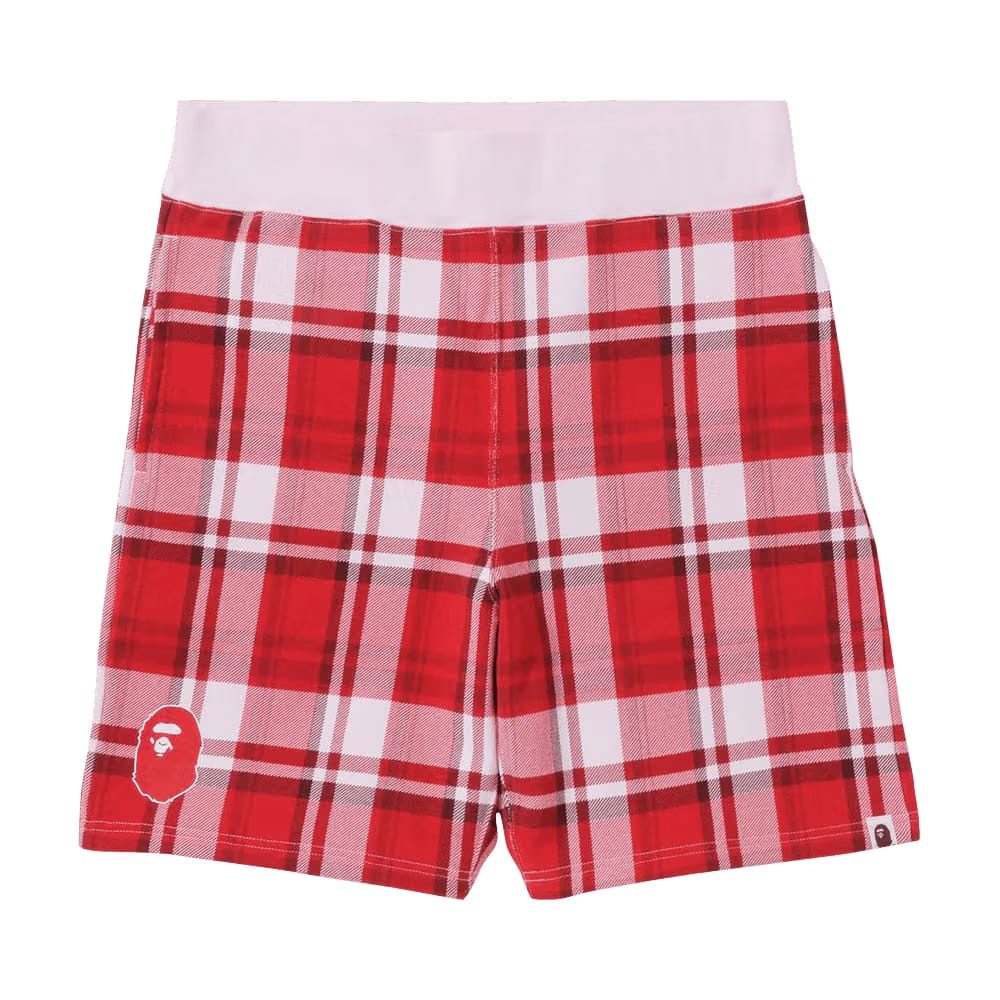 BAPE Check Gift Sweatshorts Red