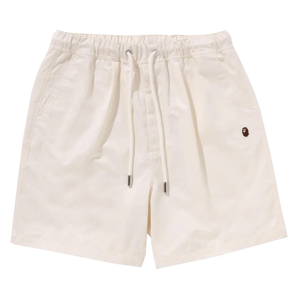 BAPE Ape Head One Point 2 Pleat Easy Chino Shorts Ivory