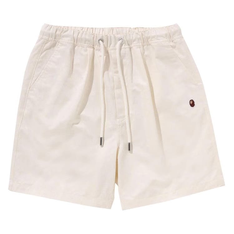 BAPE Ape Head One Point 2 Pleat Easy Chino Shorts Ivory