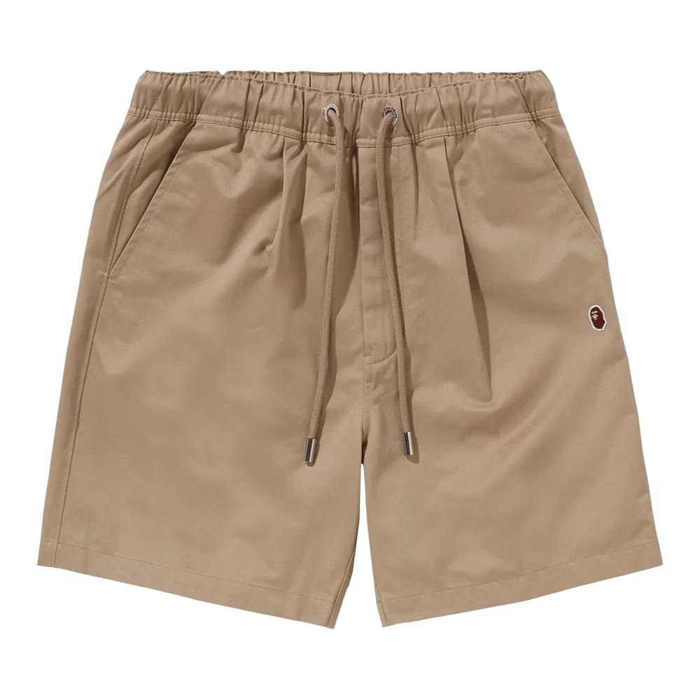 BAPE Ape Head One Point 2 Pleat Easy Chino Shorts Beige