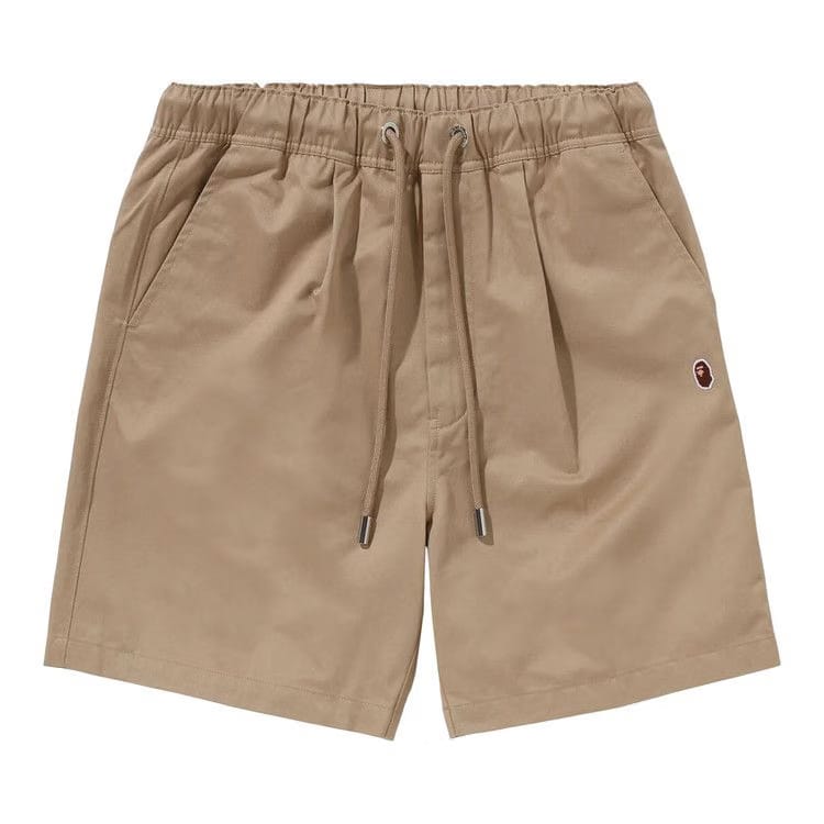 BAPE Ape Head One Point 2 Pleat Easy Chino Shorts Beige