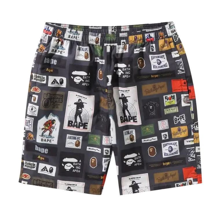 BAPE Multi Label Beach Shorts Multicolor