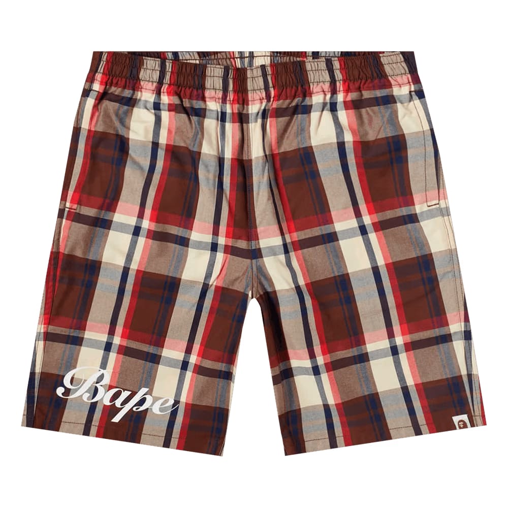 BAPE Check Shorts Red