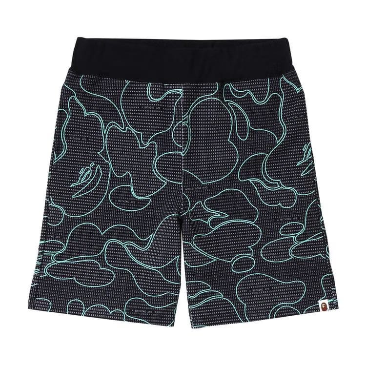 BAPE Text Code Camo Sweat Shorts Black