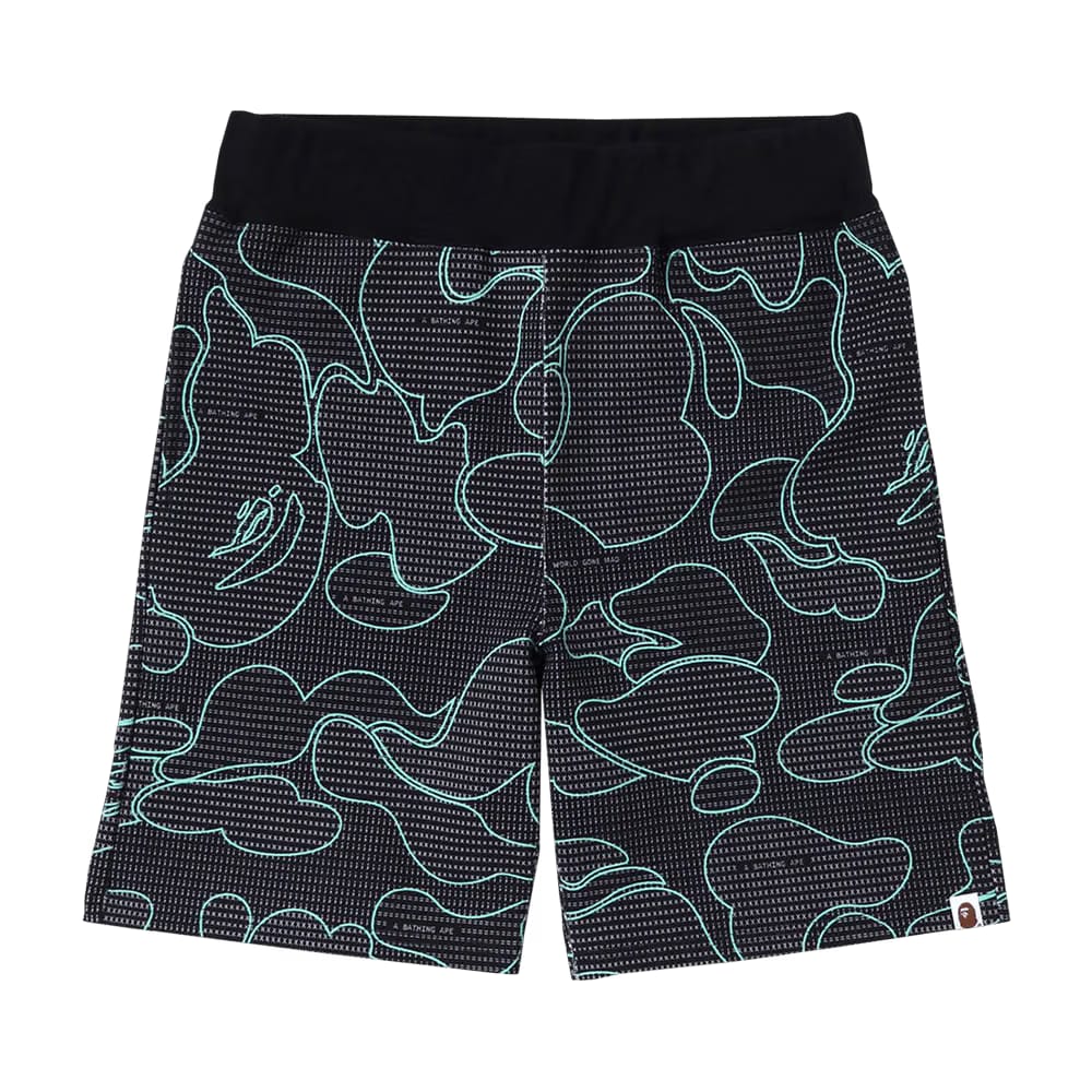 BAPE Text Code Camo Sweat Shorts Black