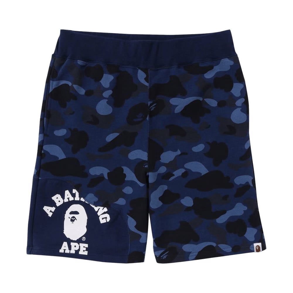 BAPE Color Camo Cutting Sweat Shorts Navy