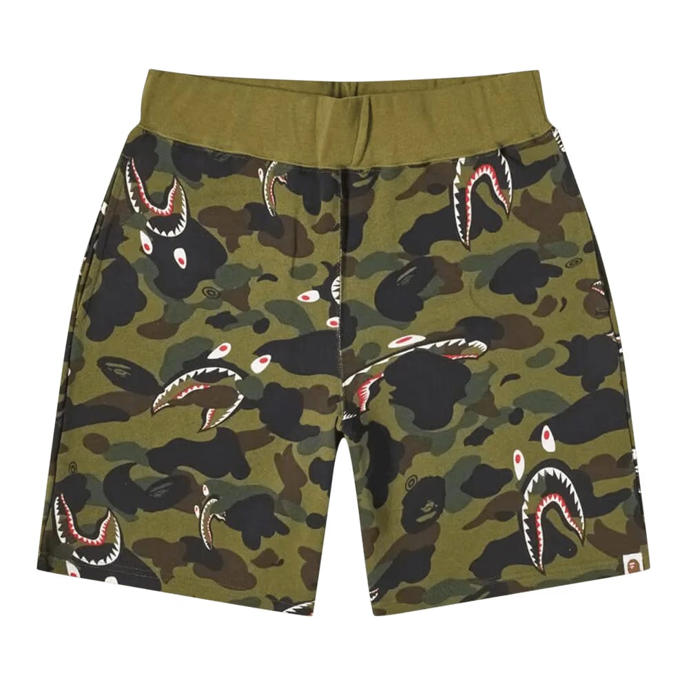 BAPE Shark 1st Camo Wide Shorts Green