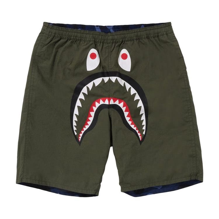 BAPE Color Camo Shark Reversible Shorts Navy