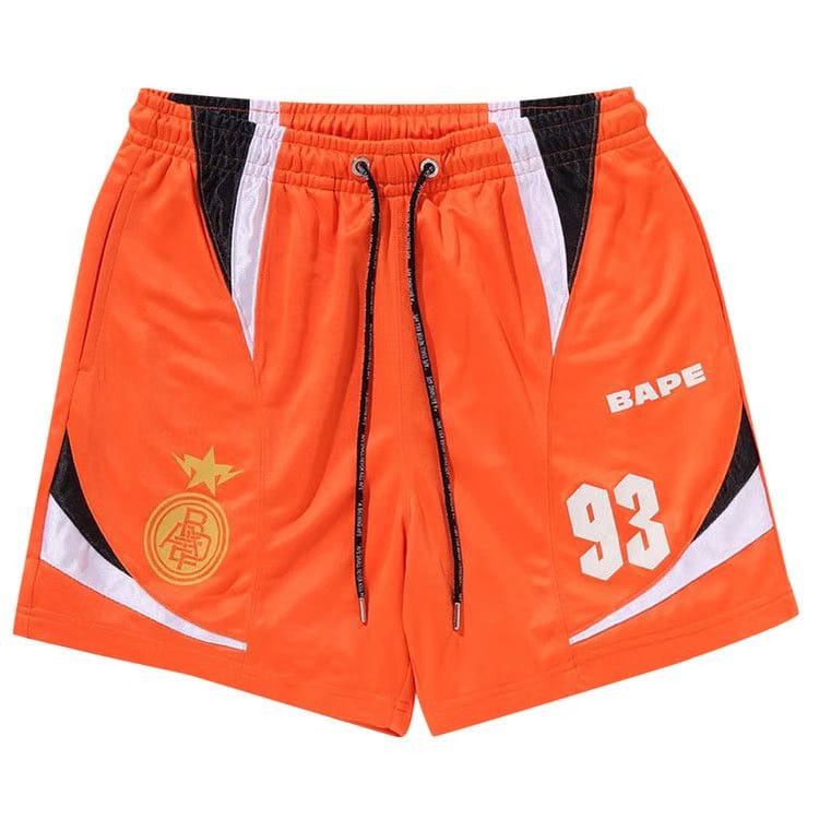 BAPE Multi Logo Relaxed Fit Soccer Shorts Orange