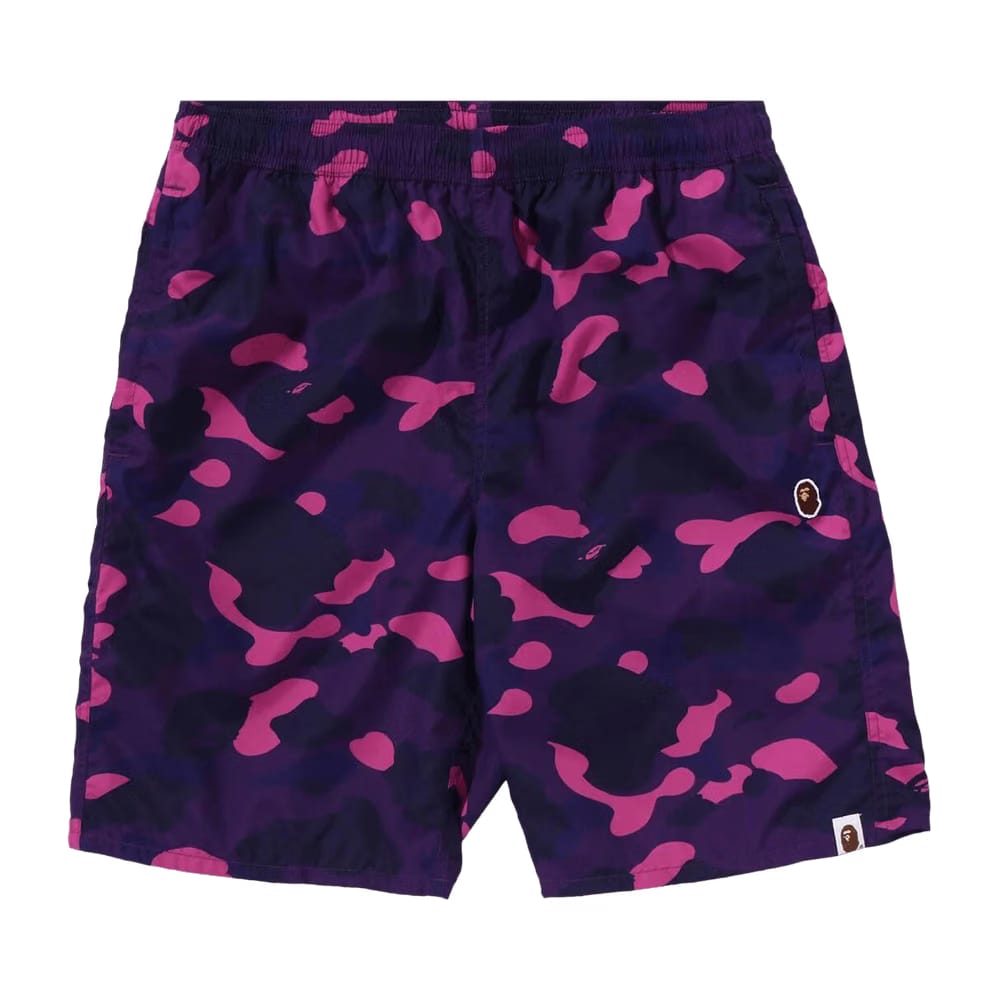 BAPE Color Camo Ape Head One Point Beach Shorts Purple
