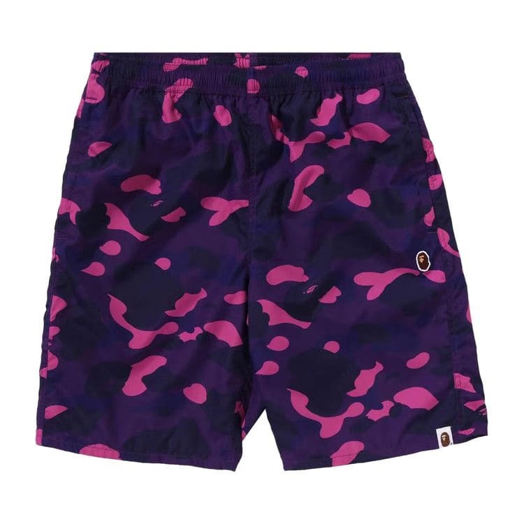 BAPE Color Camo Ape Head One Point Beach Shorts Purple