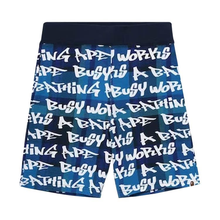 BAPE Graffiti Check Shorts Blue