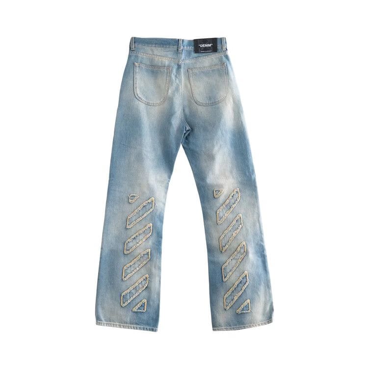Off-White Diagonal Raw Patch 90s Skate Jeans Dirty Blue