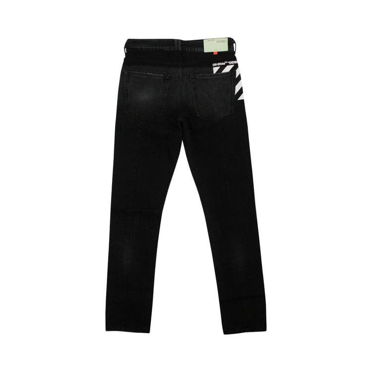 Off-White Front Zip Belted Jeans Black