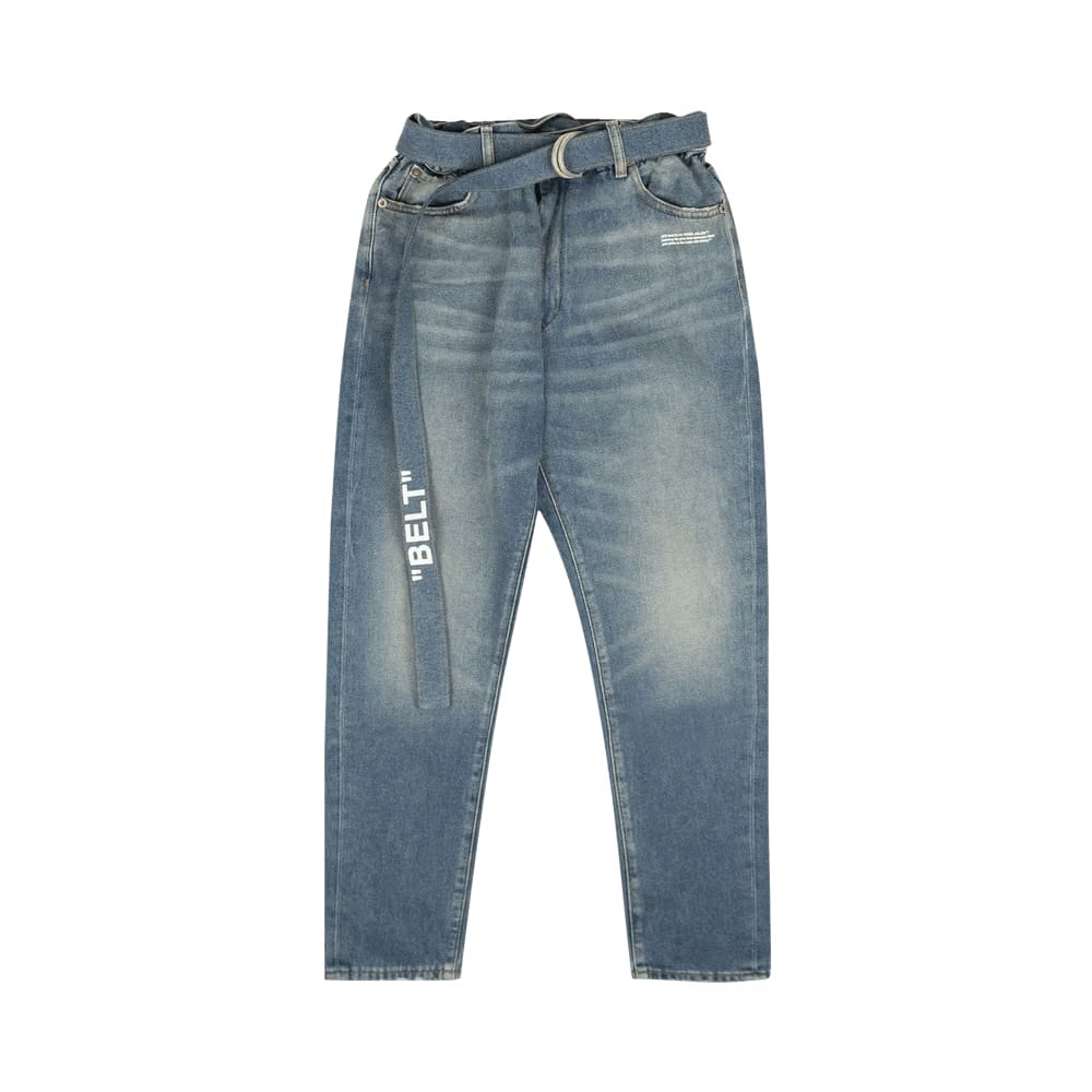 Off-White Belted Low Crotch Jeans Blue