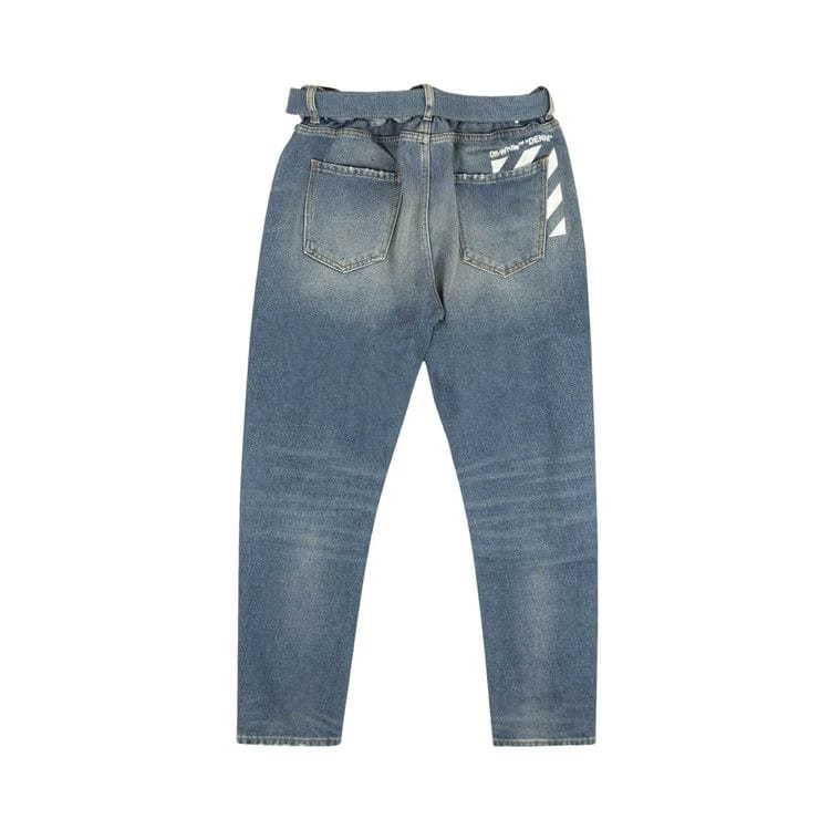 Off-White Belted Low Crotch Jeans Blue