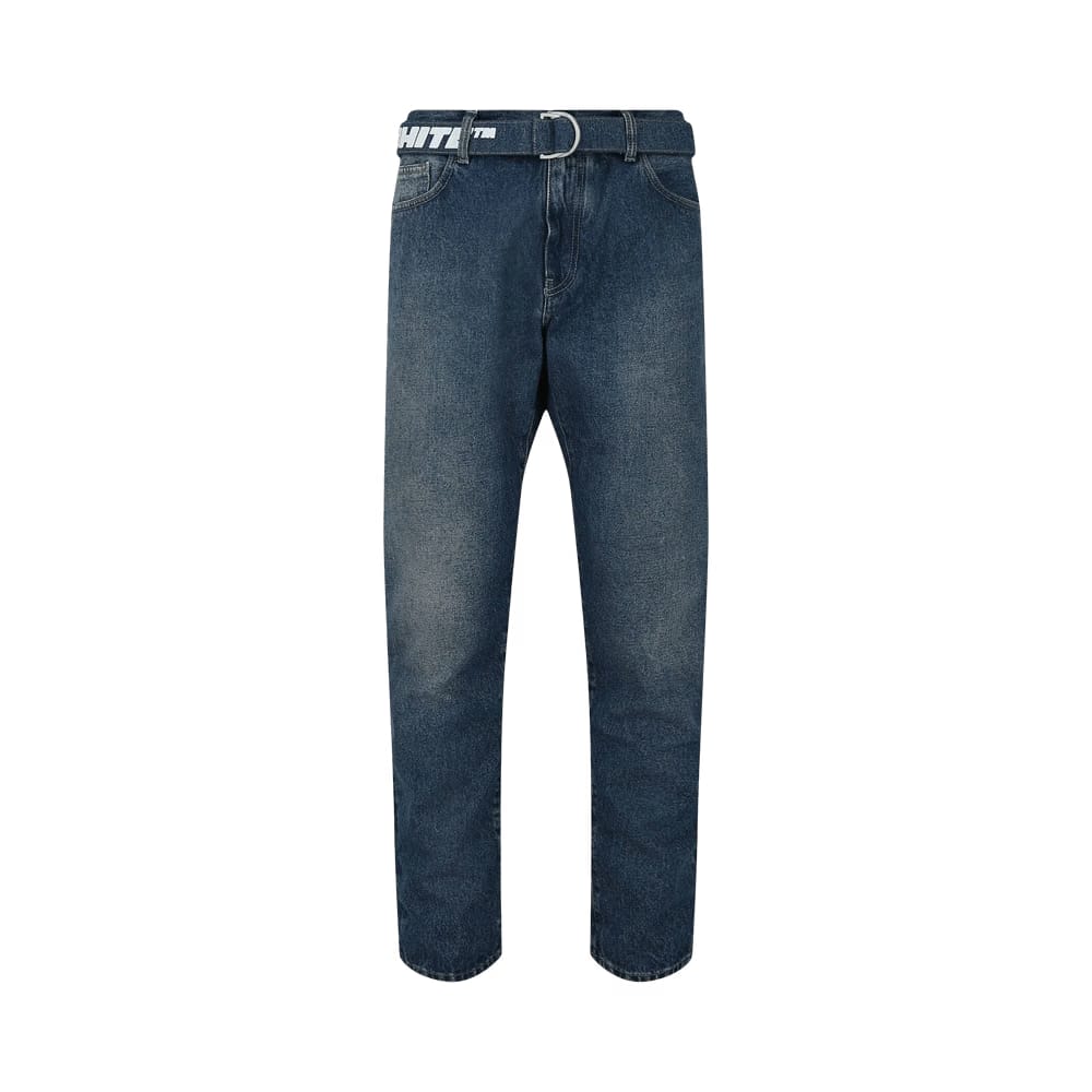 Off-White Tapered Belted Jeans Indigo