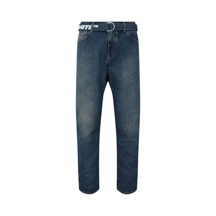 Off-White Tapered Belted Jeans Indigo