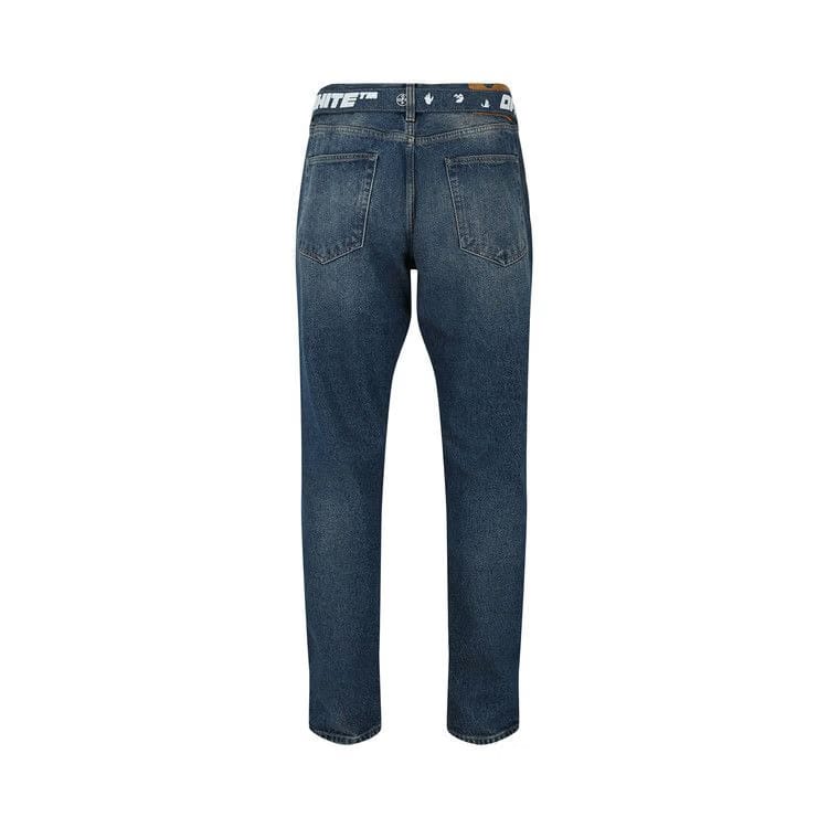 Off-White Tapered Belted Jeans Indigo