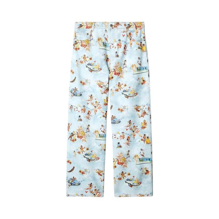 Off-White Fresco-Print Jeans Light Blue