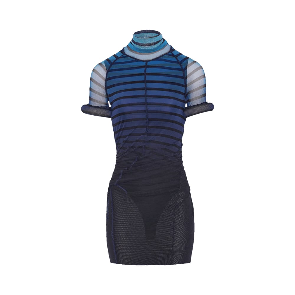 Jean Paul Gaultier 3D Collar Shorts Dress Black/Navy/Light Blue