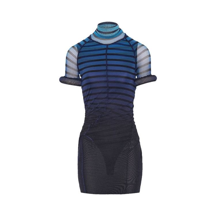 Jean Paul Gaultier 3D Collar Shorts Dress Black/Navy/Light Blue