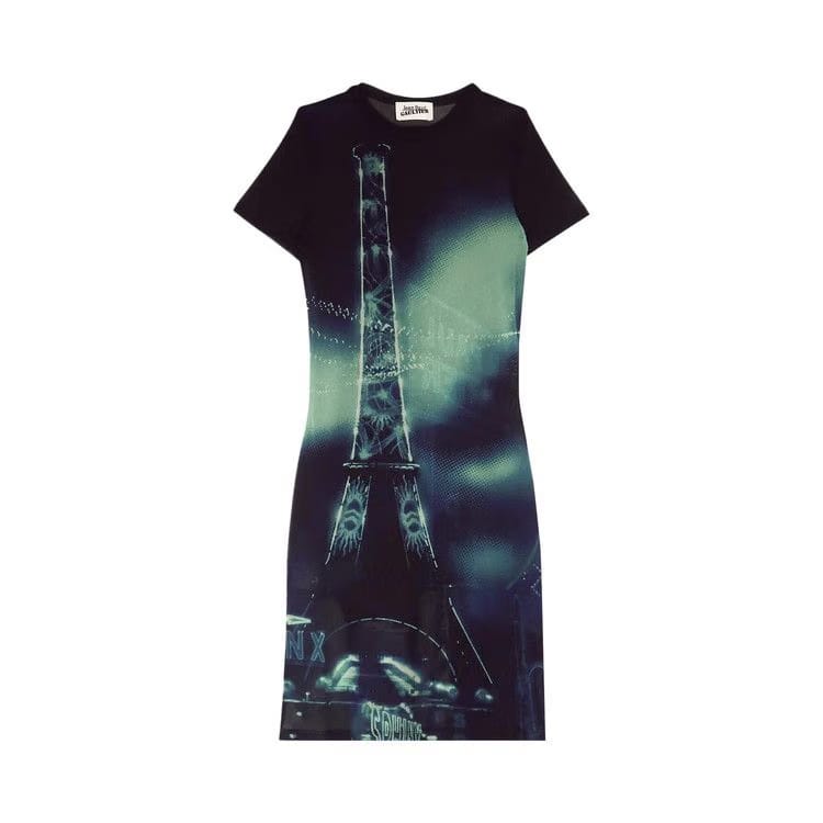 Jean Paul Gaultier Pigalle Mesh Shorts Dress Navy/Light Blue/White/Black